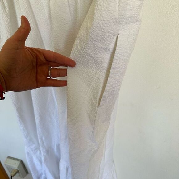 J. Crew Factory Women’s White Seersucker Tie Front Midi Dress - Picture 9 of 13